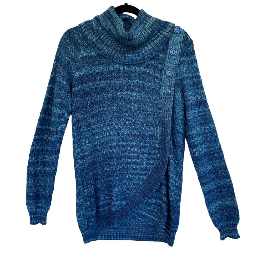 Chunky Knit Cowl Neck Asymmetrical Sweater Womens  L Slouchy Y2K Cozy Minimalist